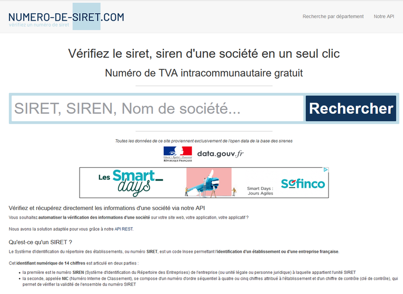 Numéro de siret